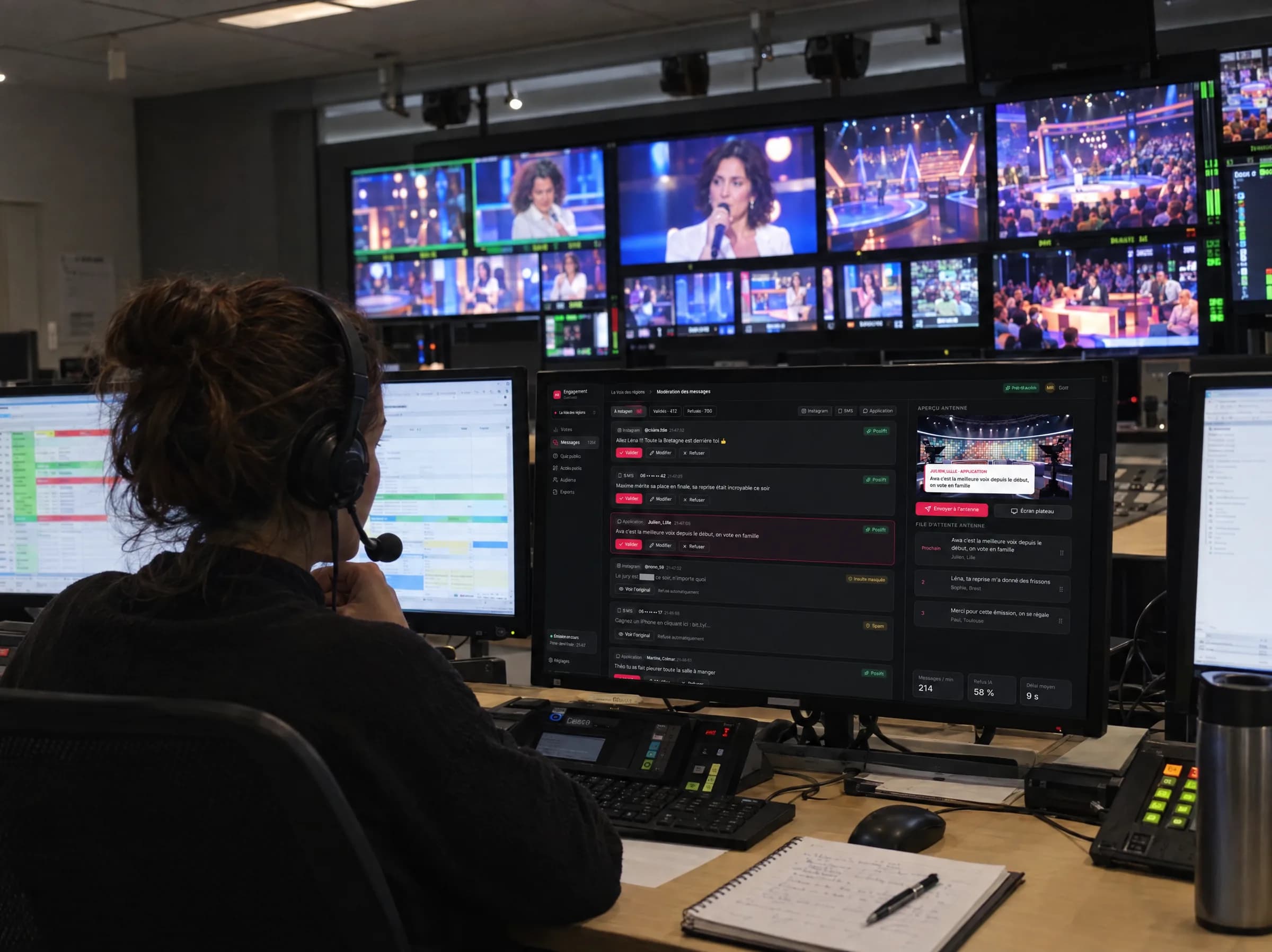 Modération des messages du public en régie