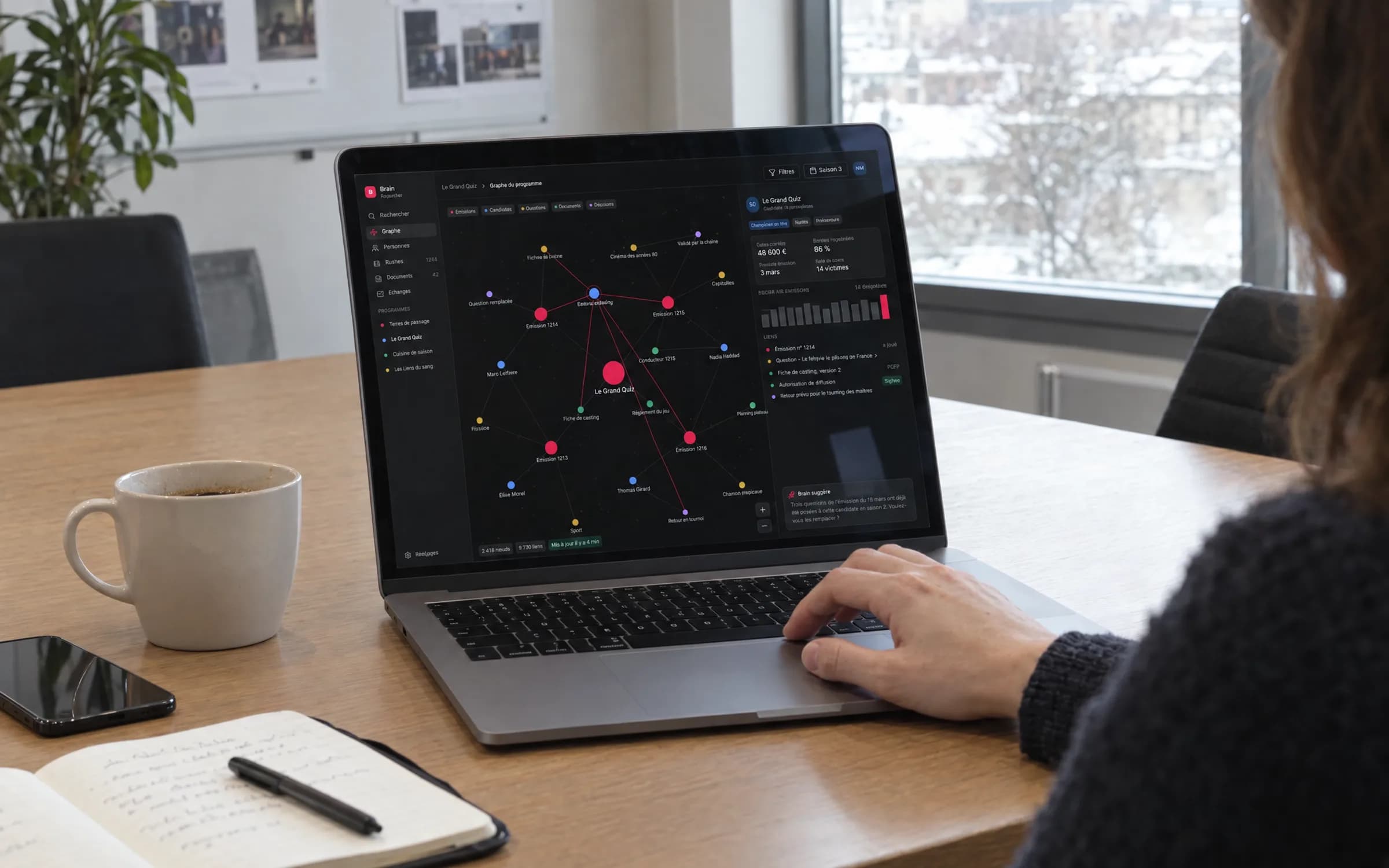 Graphe de connaissance d'un programme de jeu dans Ooper Brain, sur un MacBook